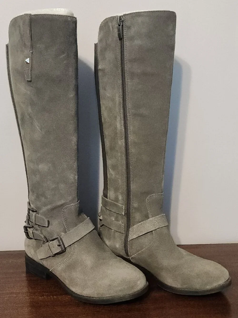 Marc Fisher Grey Tall Boots w/studs, Size 6M